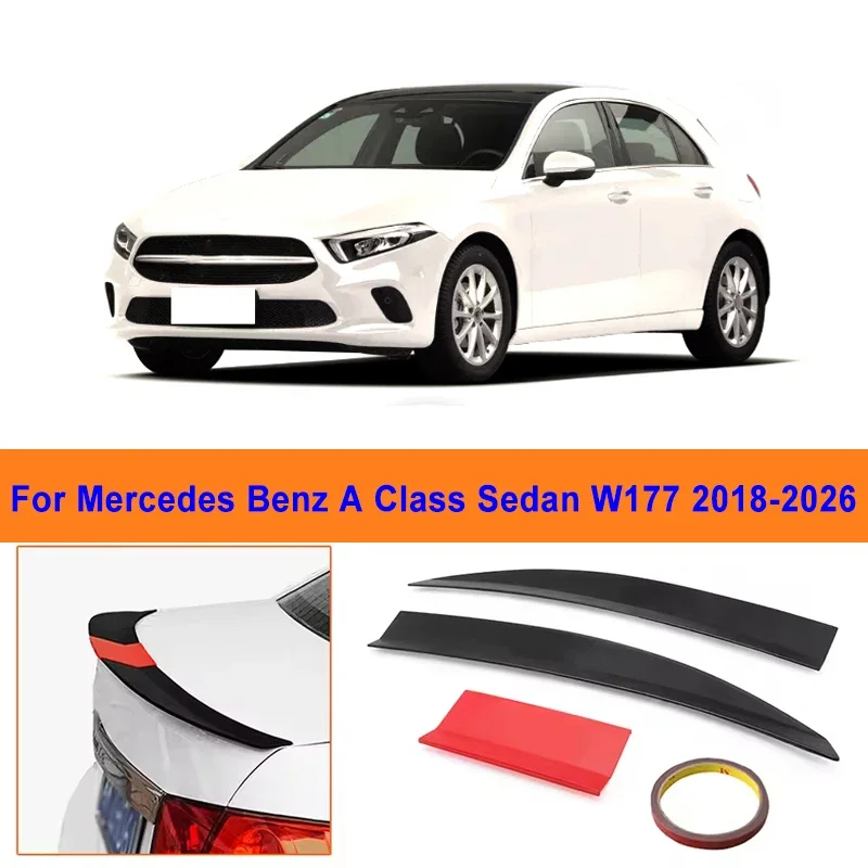 

For Mercedes Benz A Class Sedan W177 2018-2026 3-Section ABS Rear Trunk Spoiler 115-125cm Adjustable Sports Decor Top Wing