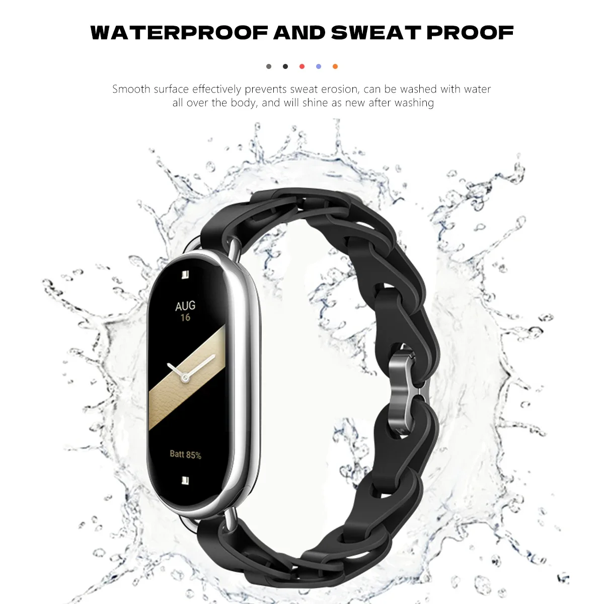 Rubber Strap for Xiaomi Mi Band 9 Stainless Steel Buckle Bracelet for Miband 9 NFC Fashion Lady Style Replacement Silicone Band - view 2