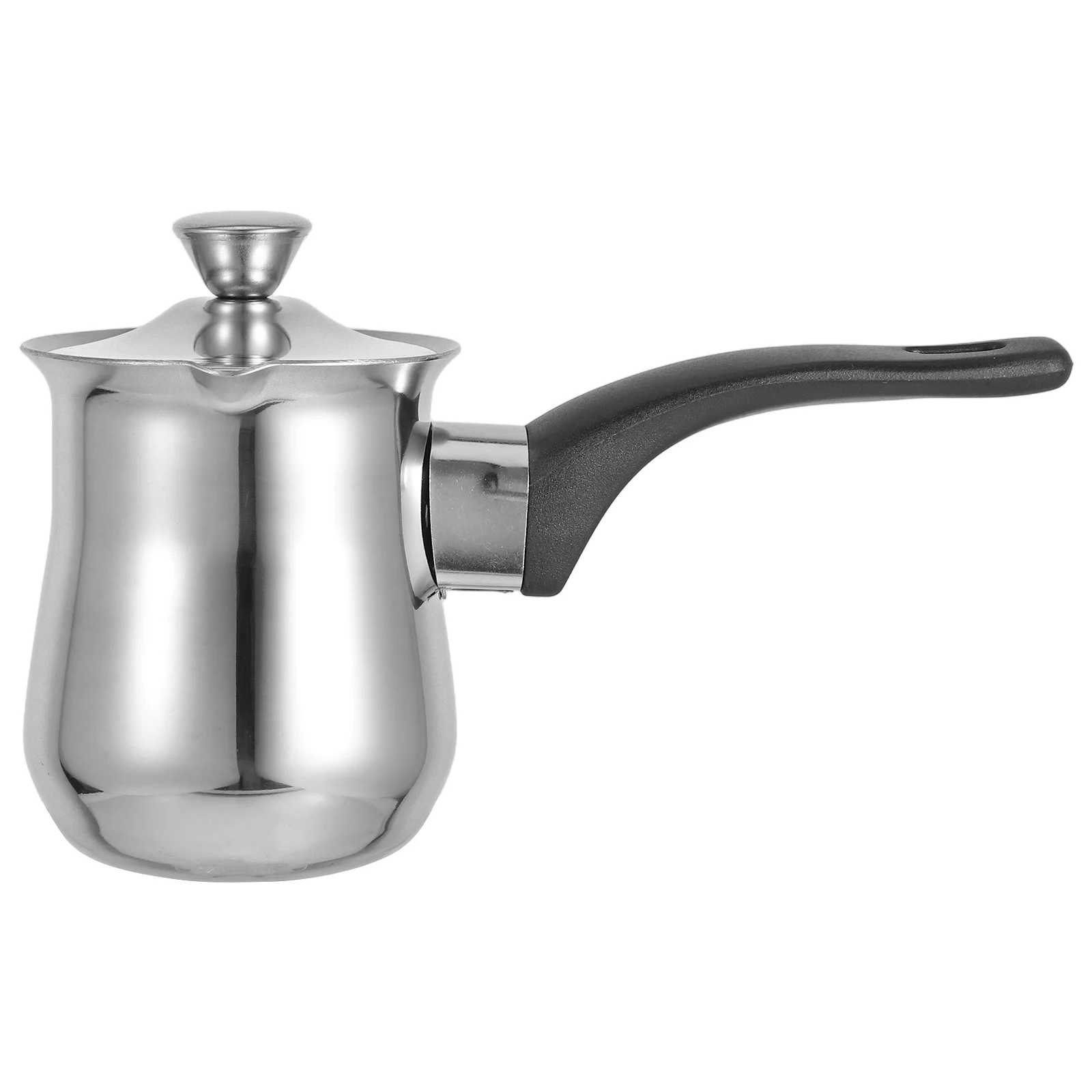 

Stainless Steel Turkish Coffee Pot Long Handle Lid 180Ml Milk Frothing Butter Warmer Small Sauce Pan Stove Top Pot Cooker