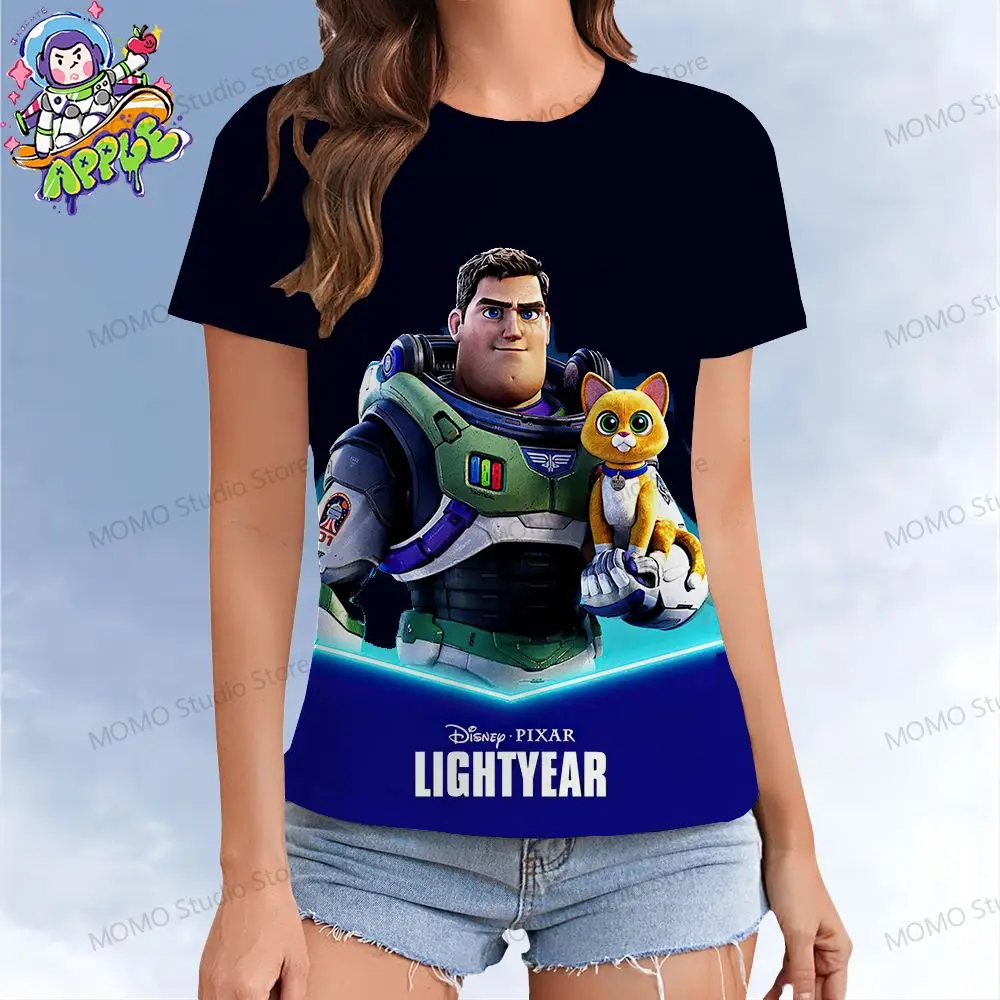 Buzz Lightyear Disney Toy Story Women's T-shirt Y2k Street Wear Summer T-shirts O Neck XS-3XL Leisure 2024 Woman Clothing Kawaii