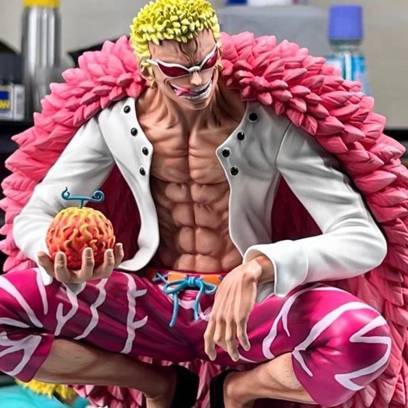 Bandai One Piece Anime Double Head Squat Posture Donquixote Doflamingo Action Figure 16cm PVC Collection Model Doll Gifts Toys