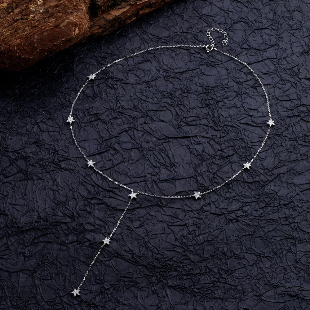 2024 New Star Tassel Long Necklace Women's S925 Pure Silver Accessories Small and Versatile New Minimalist Design