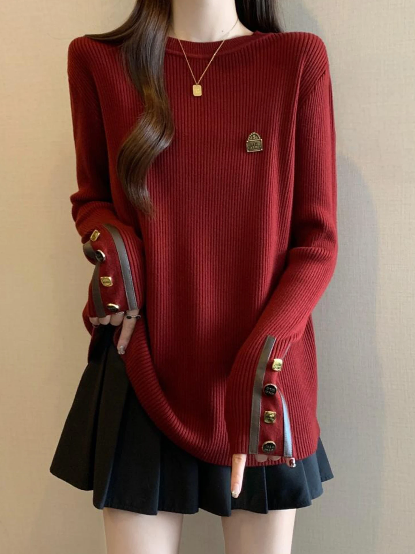 

Корейский вязаный свитер для женщин, осенне-зимний, больших размеров, утягивающий, базовый слой, внутренняя одежда, топ с дизайнерским кроем по плечам