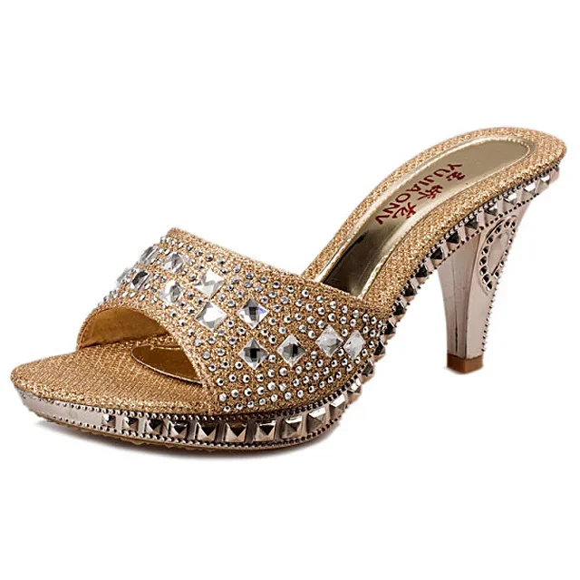 Letnie 2024 sandały Rhinestone damskie buty Sexy wysokie obcasy damskie Sandalias złote srebrne damskie kapcie sandały na obcasie Sexy