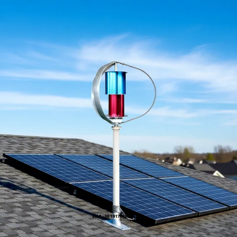 Q Type Wind Solar Hybrid Power System 800W 12v 24v for Off-Grid Living Vertical Wind Turbine with Permanent Magnet 220v Output
