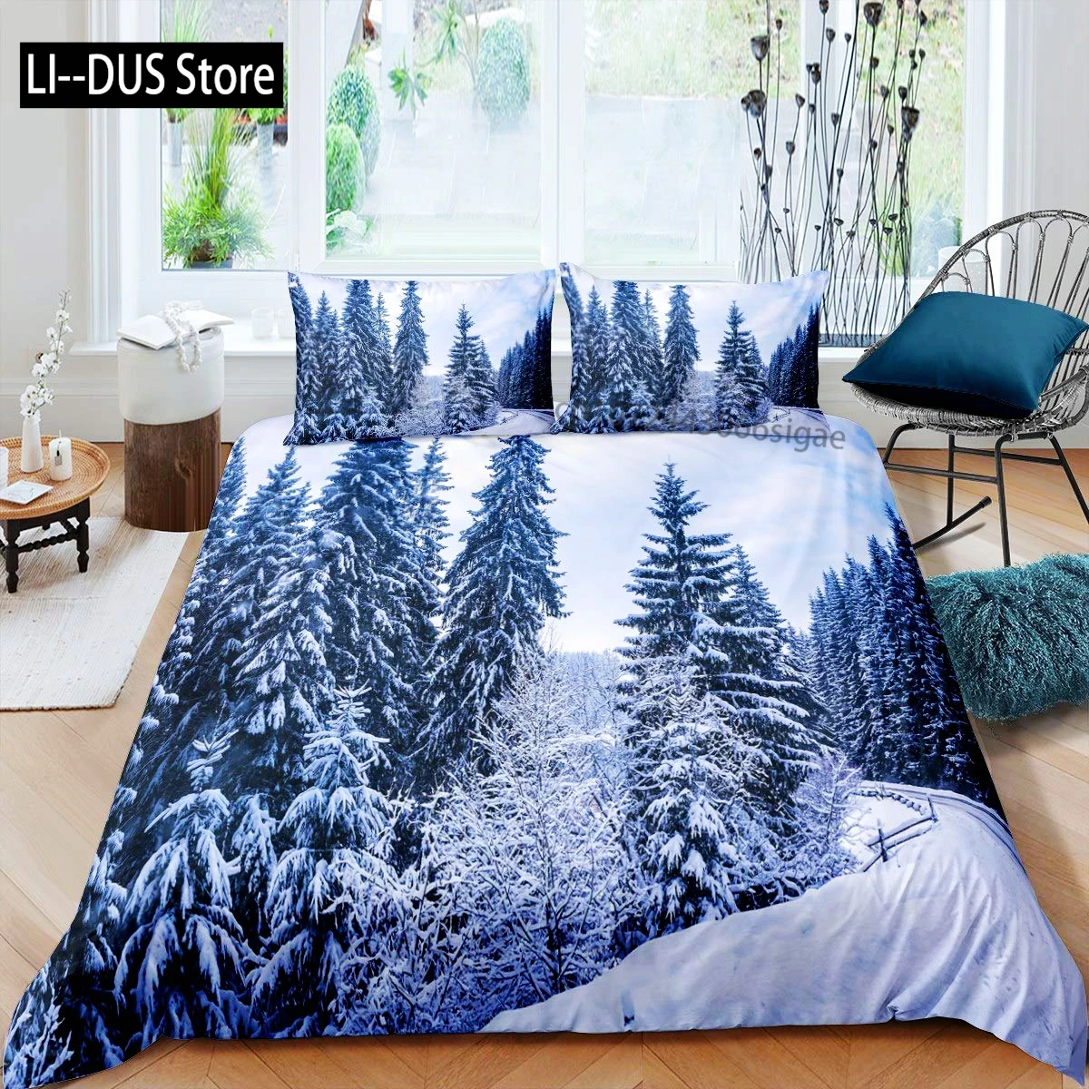 

Snow Christmas Duvet Cover Set, Decorative 3 Piece Bedding Set With 2 Pillow Shams, Single King Queen Twin Size Bed Collection