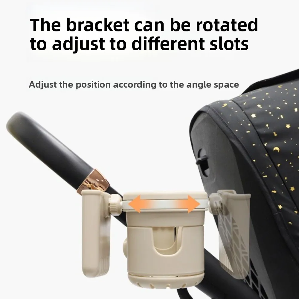 

Large Caliber Baby Stroller Cup Holder Anti-slip Easy To Install Kids Cup Stand Adjustable Rotatable