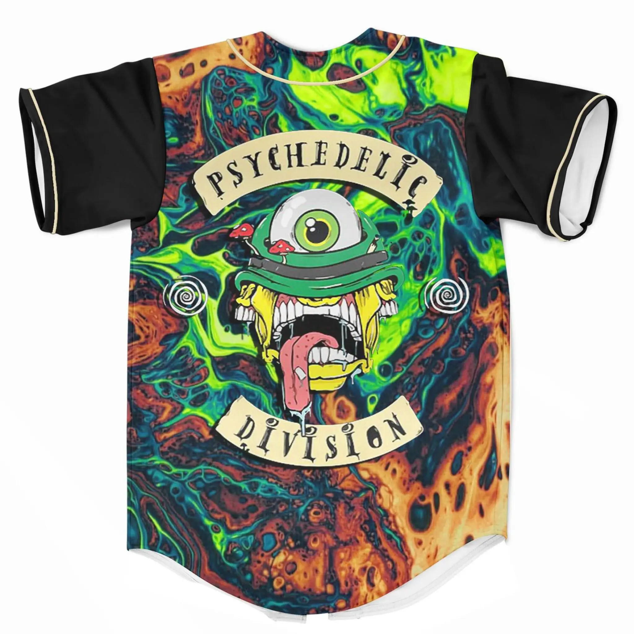 Subtronics liquid acid trippy Psychedelic Division Baseball Jersey Harajuku Thin button Baseball Uniform Baseball Jersey Fro EDM