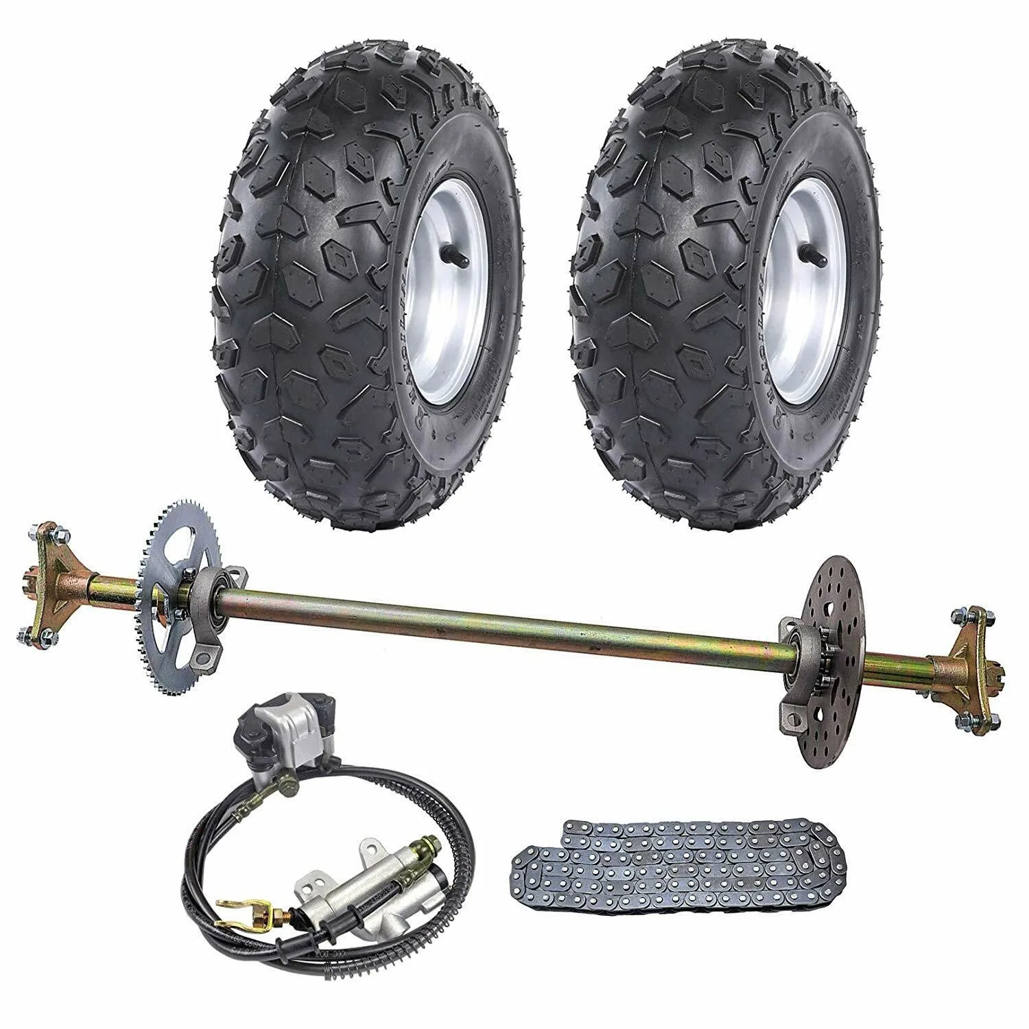 

29" Rear Axle kit 6" Wheels Tire Sprocket Hub for ATV Go Kart Quad Trike Dirt Bike