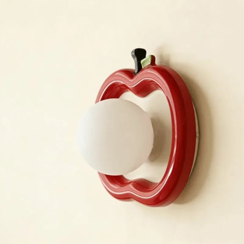 Modern Stylish Cute and Playful Apple Shape Art Creative Lustre Lights Iron LED Wall Lamp for Bedroom Home Decoration Chandelier