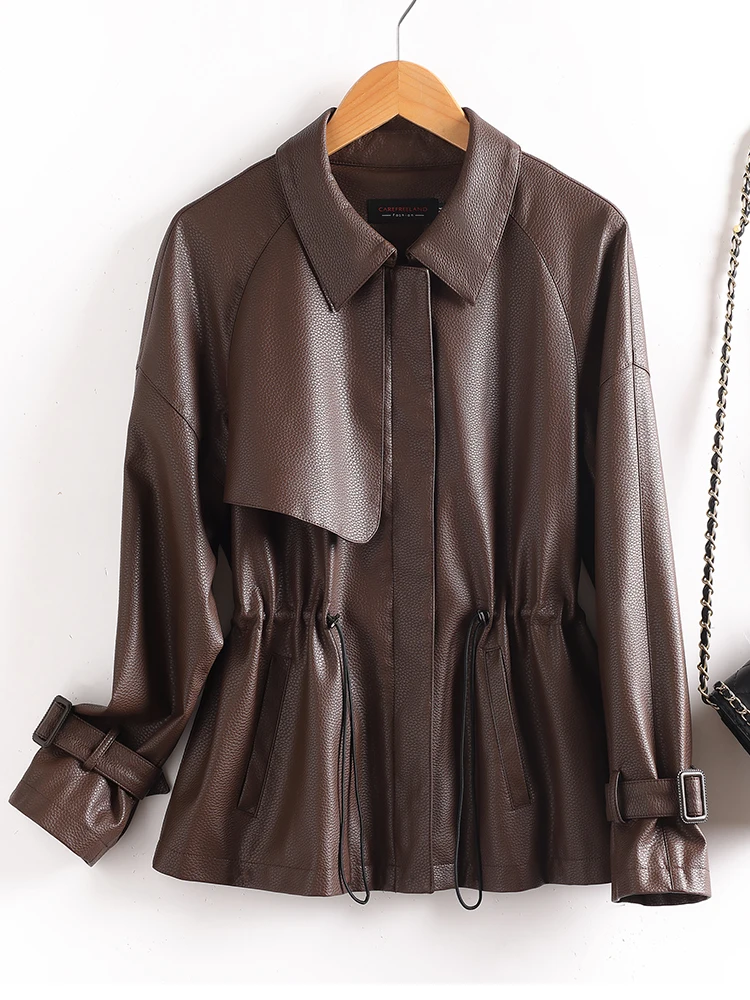 

Ning Genuine Leather Jaet Women's ort Sle Autumn Winter New Arrival Korean Version eepskin Coat Outerwear