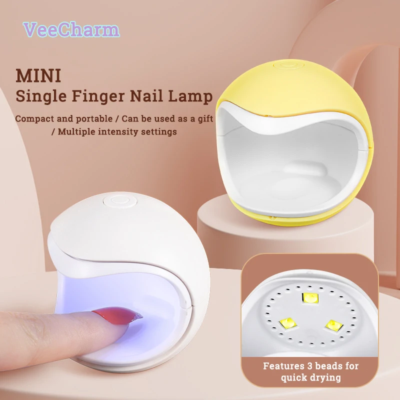 Mini Nail Lamp - Portable LED Curing Light for Gel Nails, Wearable Manicure Lamp, UV Therapy Tool - Compact, Dual-Source