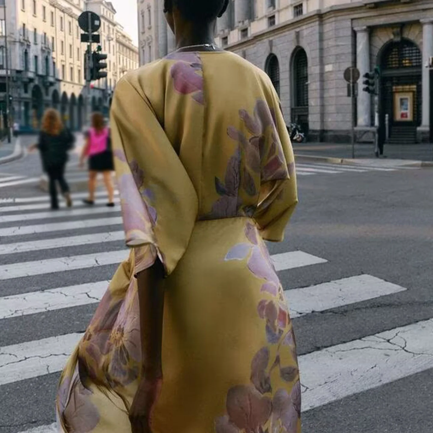 Ele Silk Satin Midi Dr Damen SLE Herbst 2025Z Casual Loose Fit Five Sve Damen Dr Daily Wear