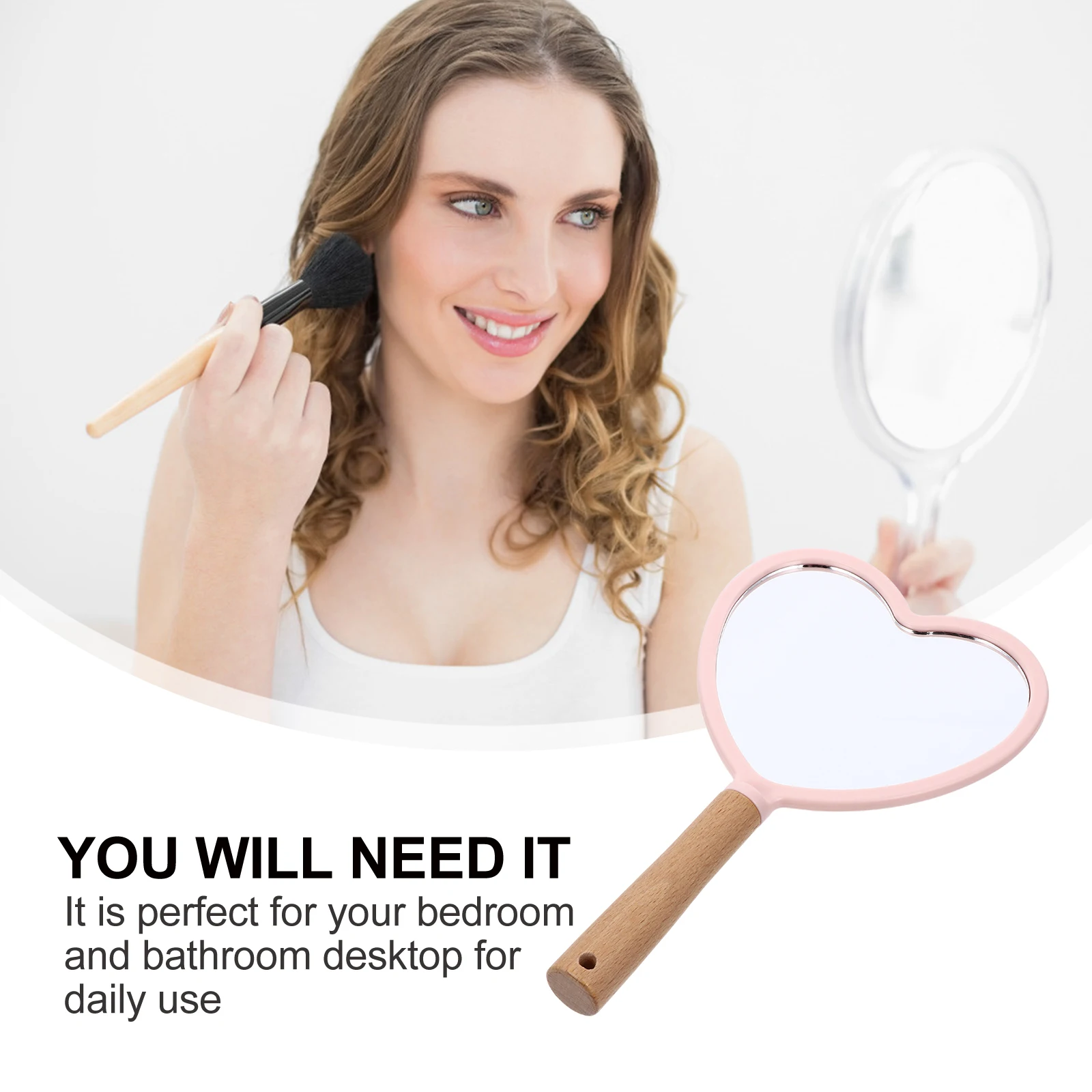 

Portable Pink H Mirror Small Clear High Definition Mirror Supply Tool Supply