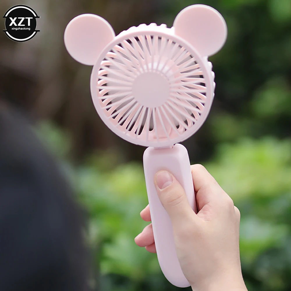 

800mah Portable Mini Mouse Ear Fan USB Rechargeable Handheld Cute Fan Summer Outdoor Travel Camping Home Hand fan