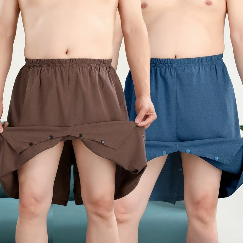 Celana Pendek Pijat Pria Ukuran Besar Tanpa Crotch untuk Sauna Spa Mandi Kaki Rok Celana Ukuran Besar untuk Salon Pijat Minyak Pakaian Dalam Bernapas