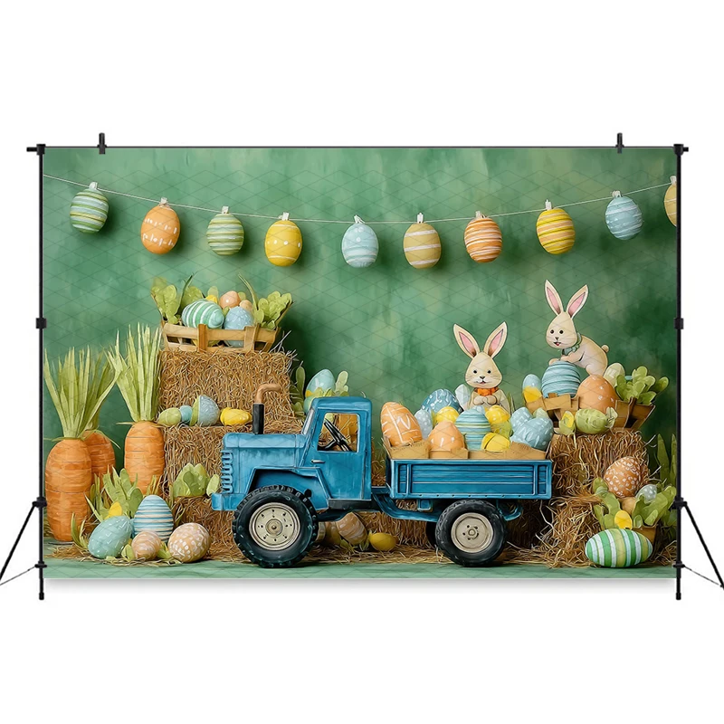 

Mocsicka Photography Background Birthday Party Spring Photo Studio Banner Easter Eggs Truck Green Wall Decors Portrait Backdrops