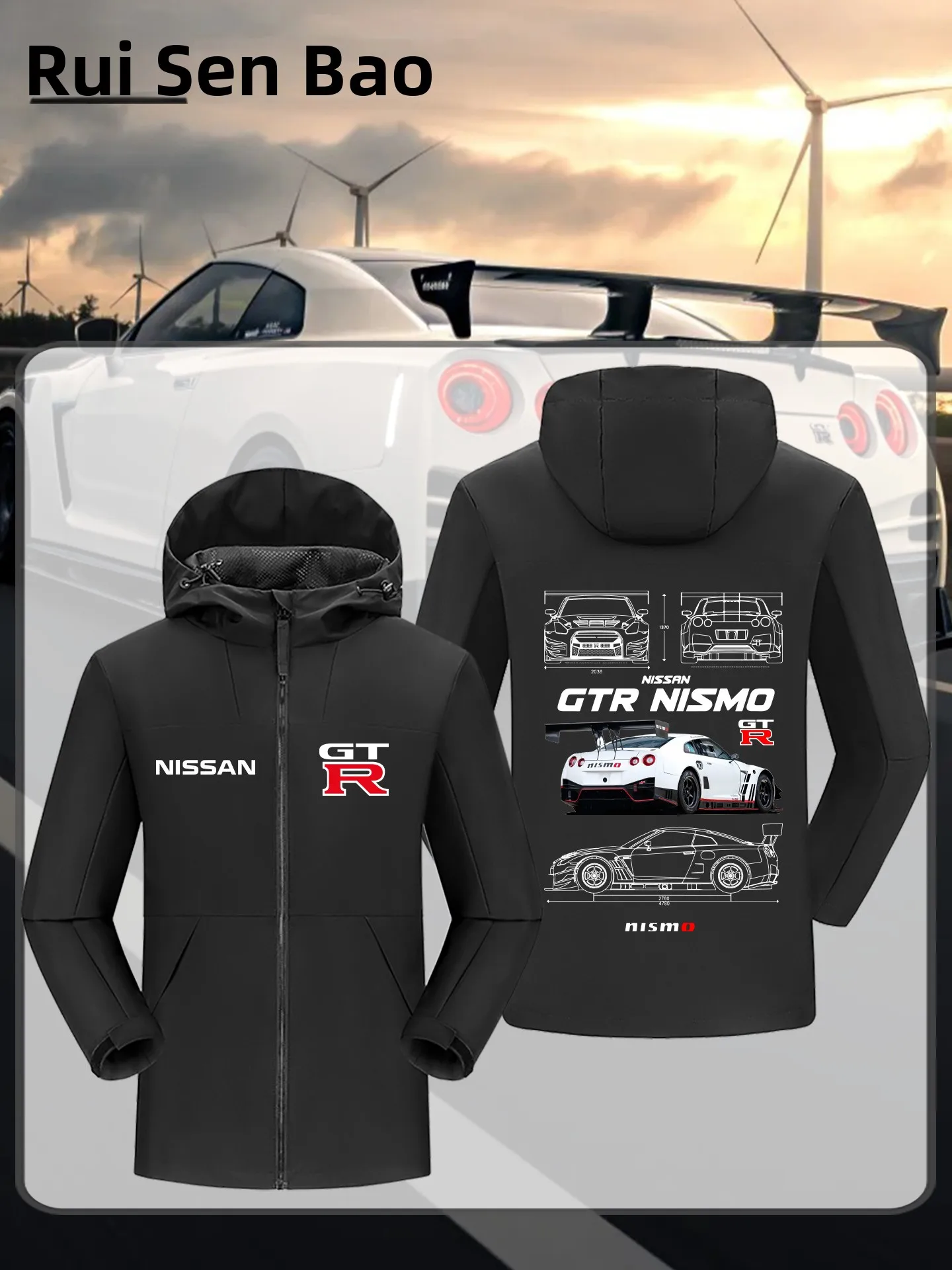 

Loose Fit GTR JDM Sle Performance Car Jaet Autumn Winter Men's Outerwear Coat Casual ex Polyester Fiber