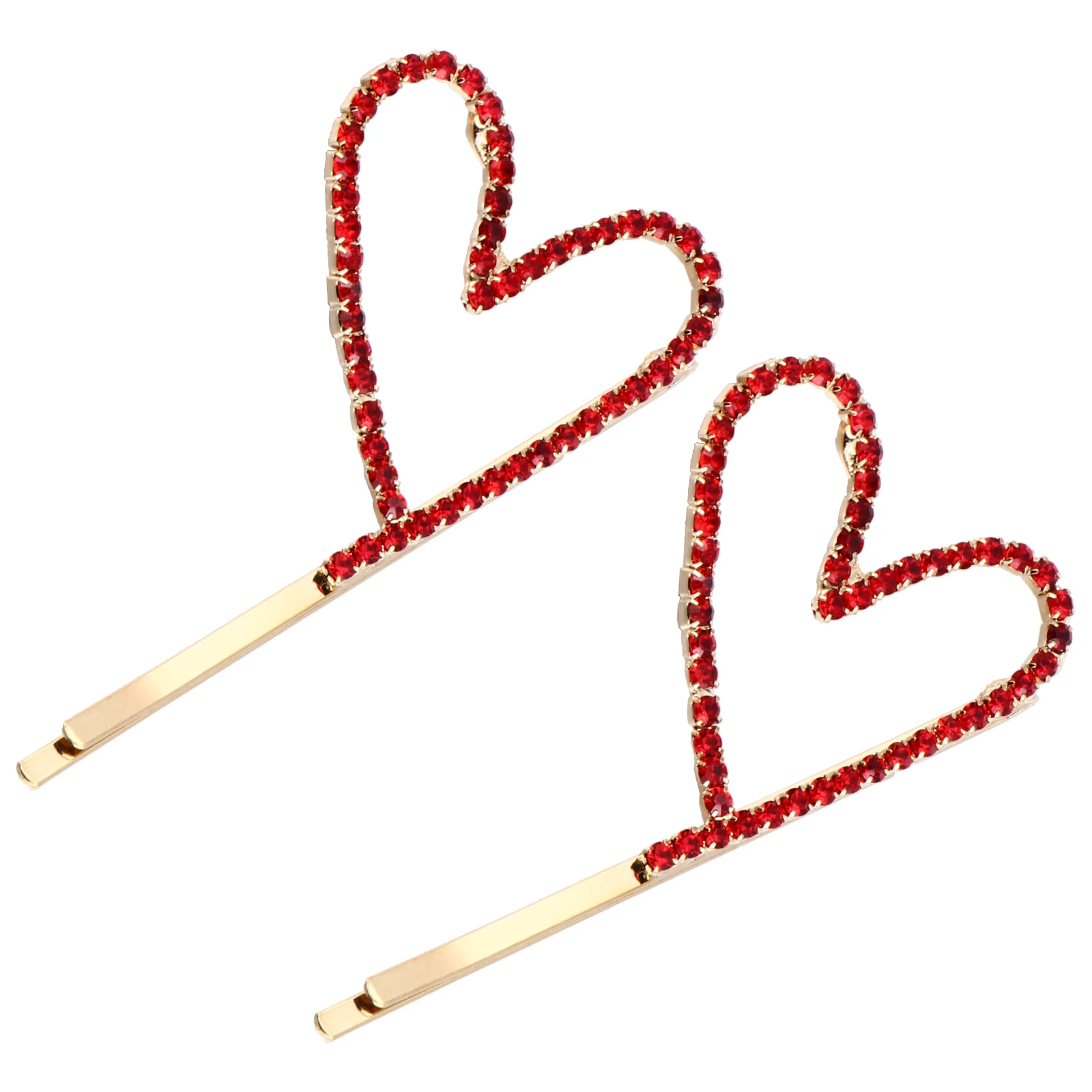 

2pcs Heart-shaped Hairpins Rhinestone Fashion Accessories Girls Wedding Party Daily Stylish Hair Clips Hair Care
