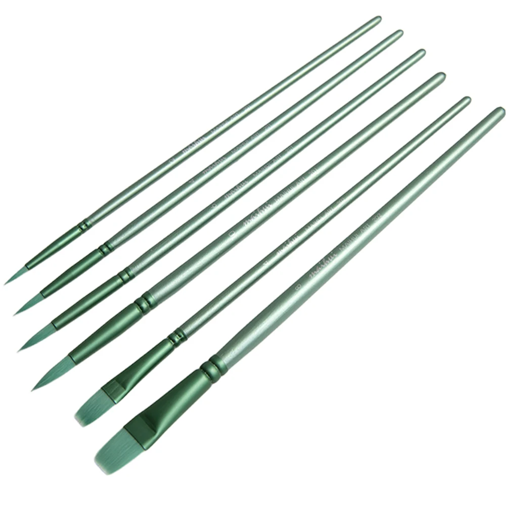 4/6 قطعة فرش الطلاء بالألوان المائية مجموعة فرش الطلاء النايلون الشعر أشار تلميح فرش الطلاء مجموعة مقبض طويل لنموذج مصغر #6