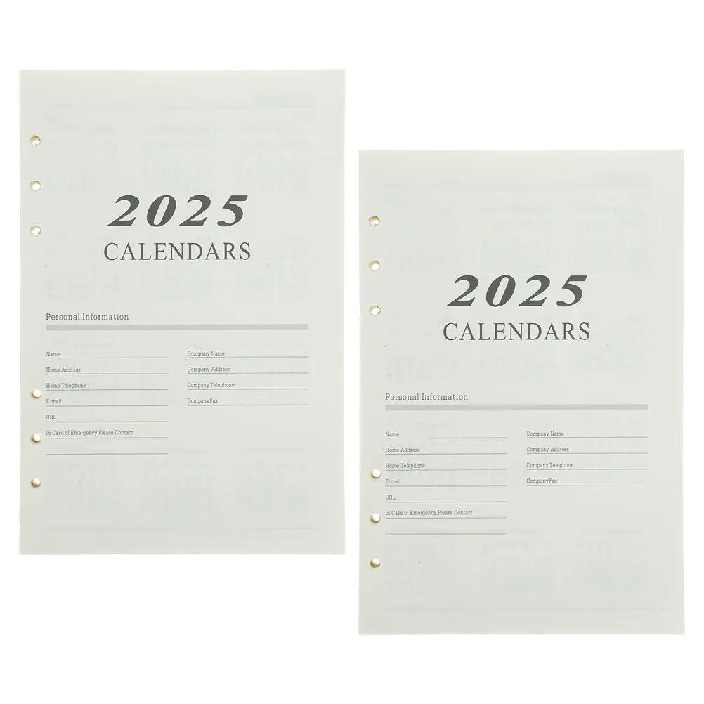 2 Books Loose-leaf Notebook Core Replacement Daily Planner Notepad Weekly Schedule Task Organizer Refill Paper