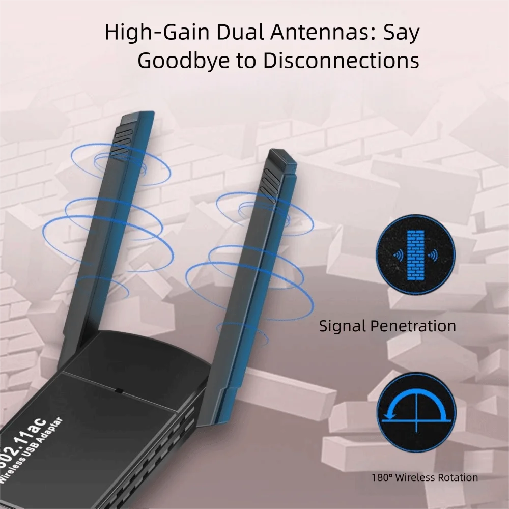

1300M Wireless Network Card 2.4G/5GHz Antenna PCIE WiFi Adapter Dual Band Rotating USB Wifi Adapter For Computer/Phone/Tablet