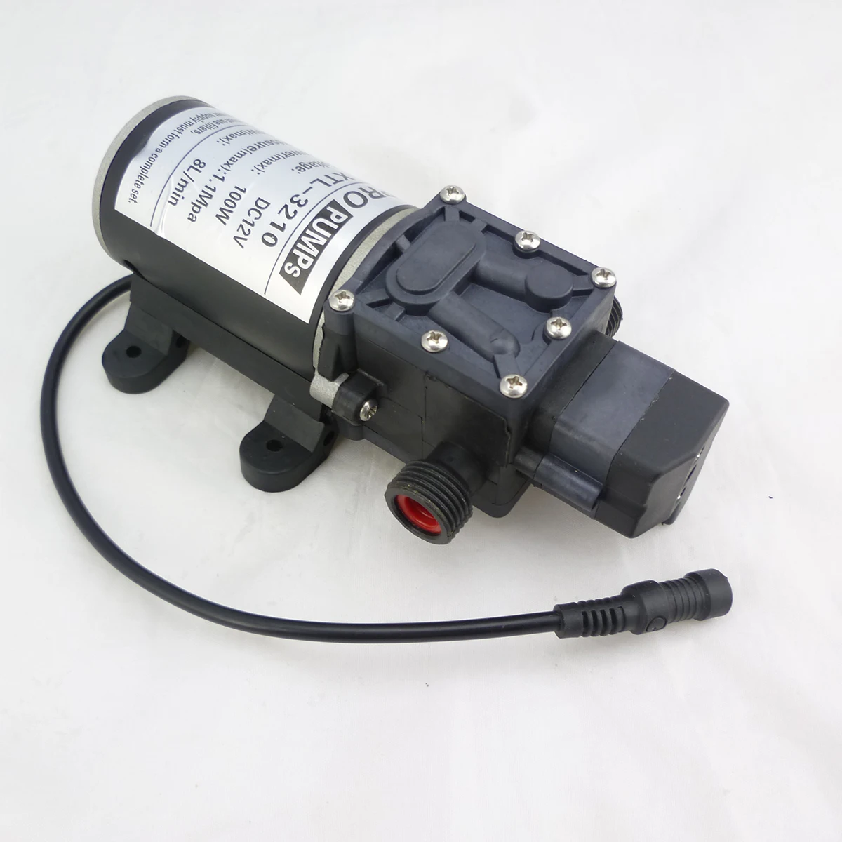 BEST DC 12V 100W High Pressure Micro Diaphragm Water Pump Automatic Switch 8L/min 18.3 x 10 x 7.5cm