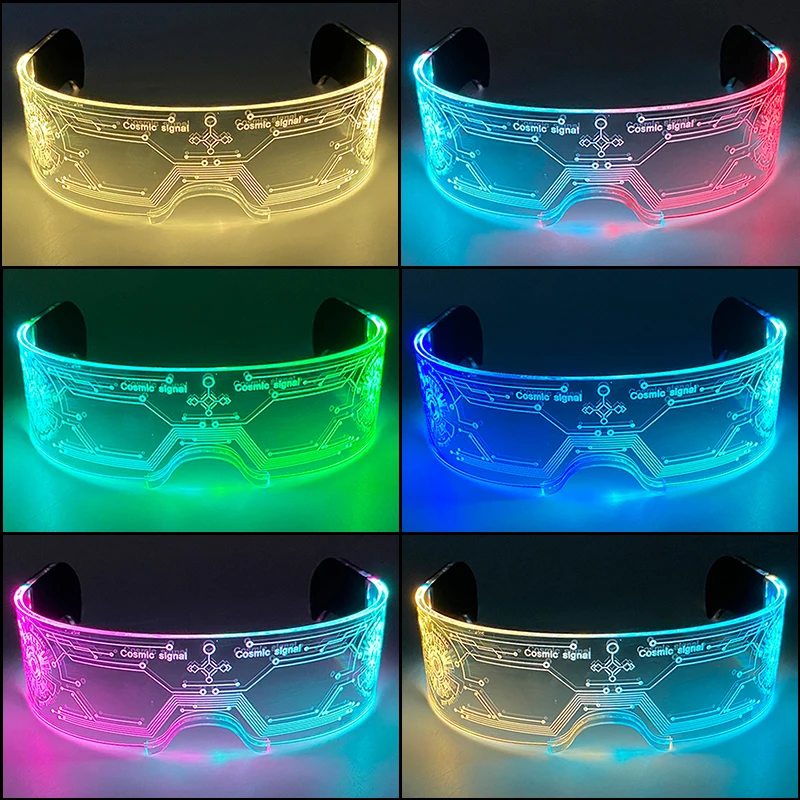 New Neon LED Luminous Glasses Colorful LED Glasses Light Up Visor Eyeglasses Bar Grow Goggles for KTV Bar Costume LED glasses