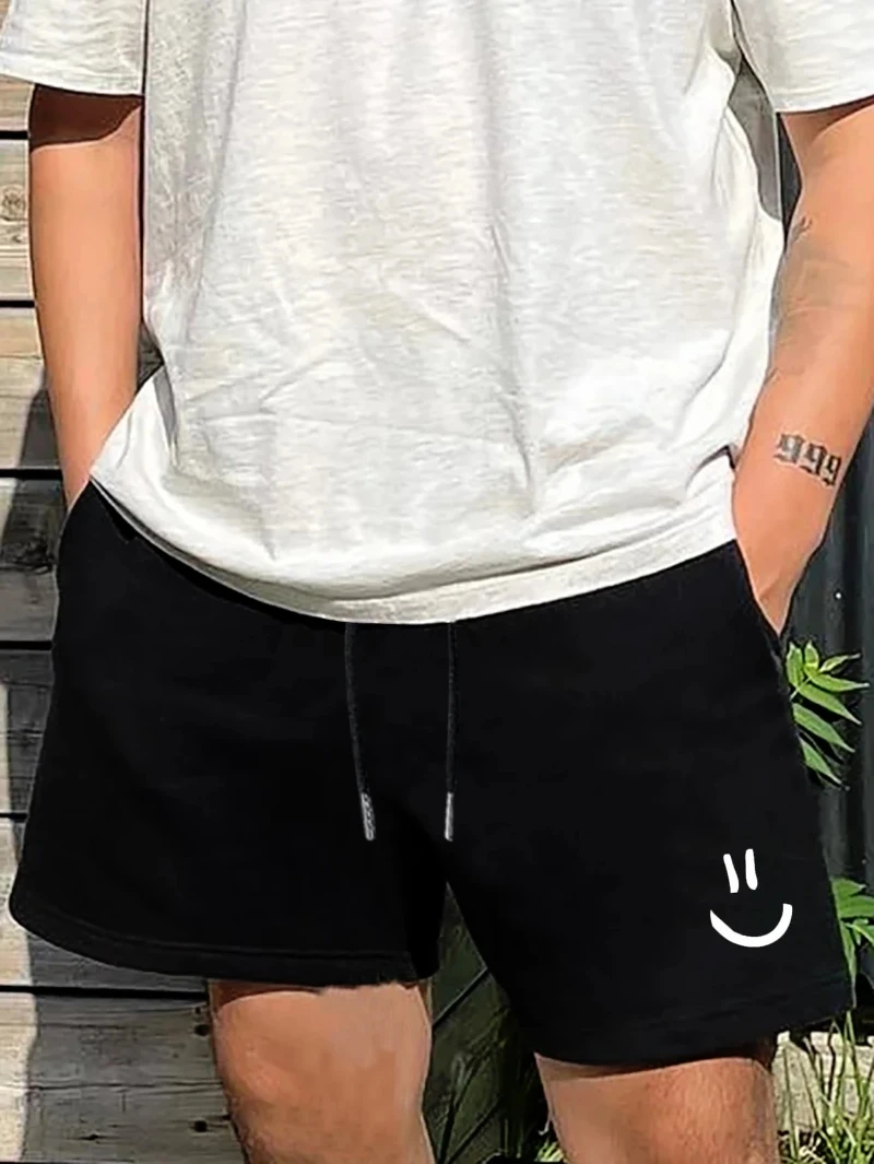 

Men's Letter Graphic Print Drawstring Waist Shorts Casual Tie Front Track Athletic Shorts Basketball Training Summer Oversized