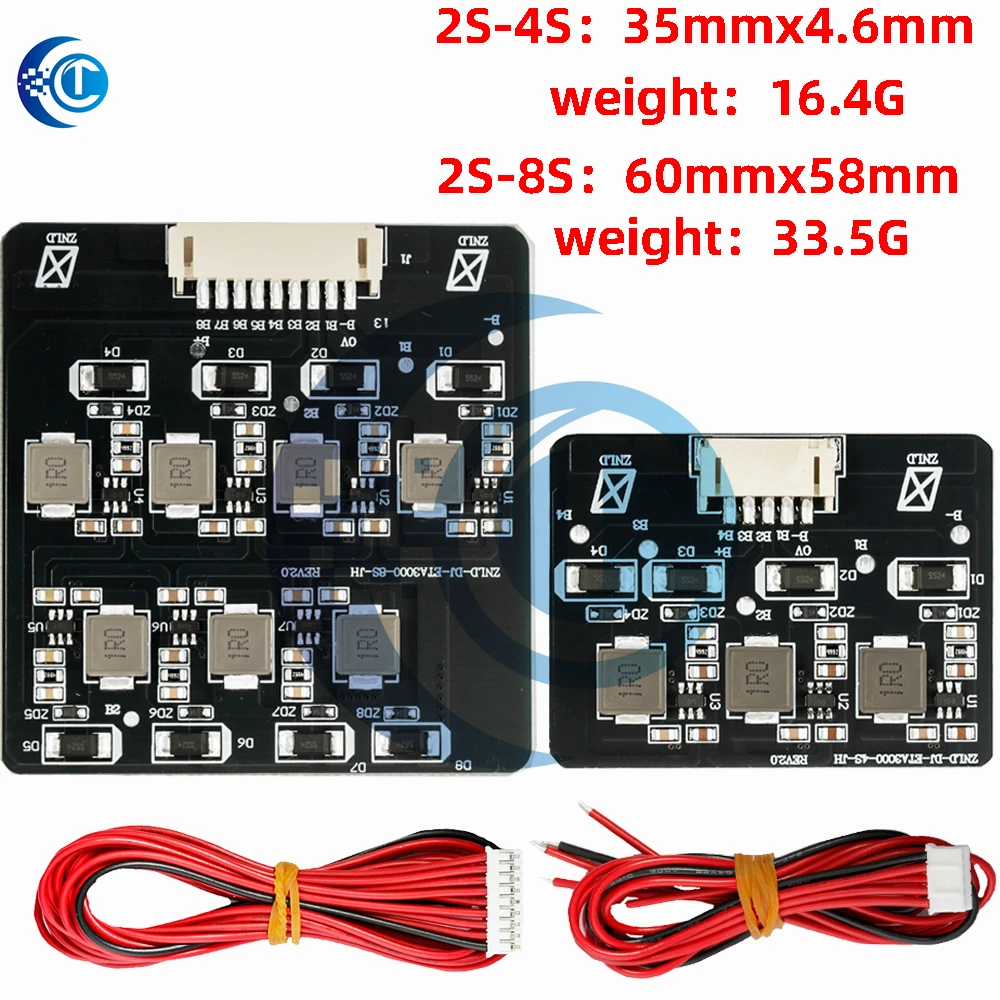 LiFePO4 LTO Battery Active Balancer (1.2A 2S-8S) - BMS Equalizer Board with Energy Transfer Function