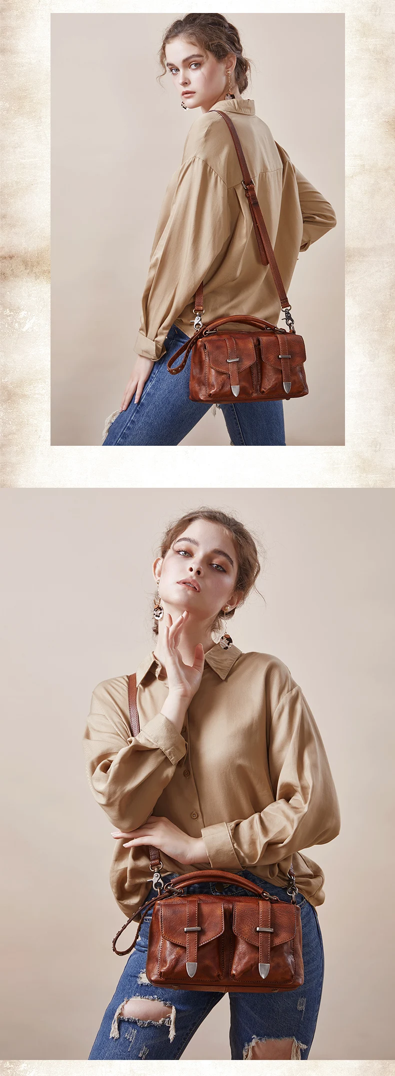 New Retro Leather Handbag Women Locomotive Messenger Bag Handmade Ladies Leather Shoulder Bags 2020 Large Capacity Soft Leather