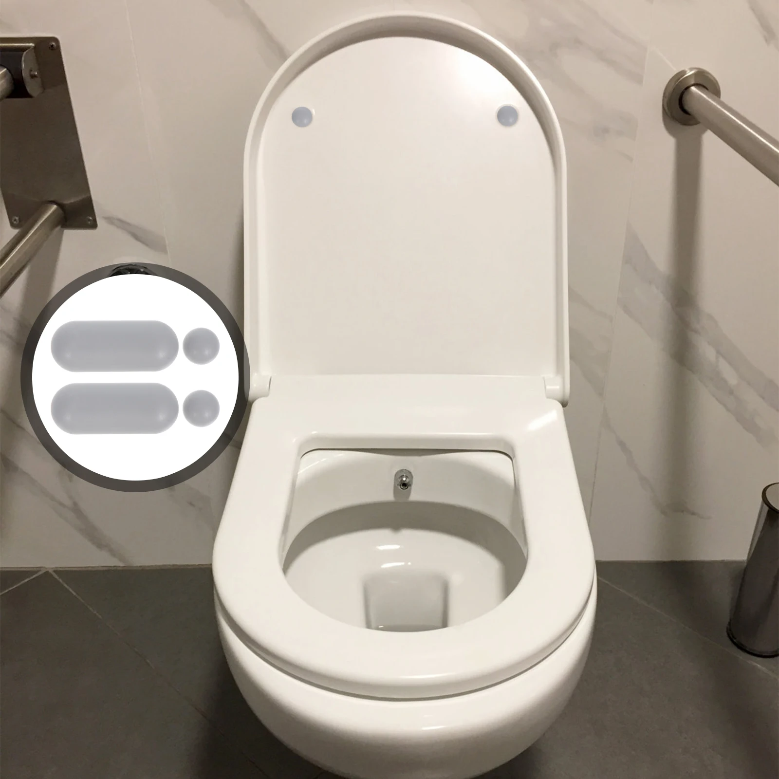 

1 set Toilet Seat Bumpers Cushioning Pads Plastic Buffer Gaskets Grey Universal Fit Protect Scratch Comfort Long Use Household