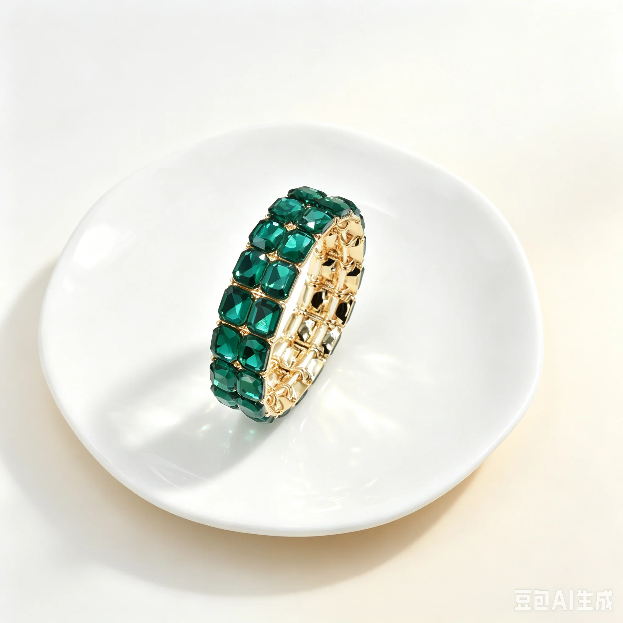 Europäisches und amerikanisches Retro-Doppelreihen-Armband mit geometrischen Formen aus Legierung und Kristallen, elastisch, für Damen, Party, Modeschmuck – Detail 11