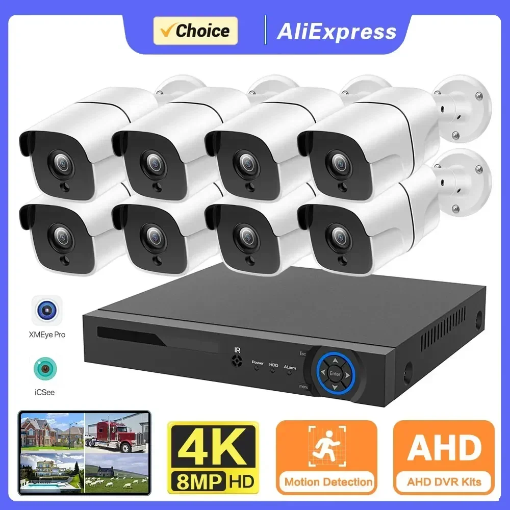 

H.265 4K Face Detection AHD DVR Kit 8CH CCTV System 8MP Ultra HD Indoor Outdoor AHD Camera Video Security Surveillance Set P2P