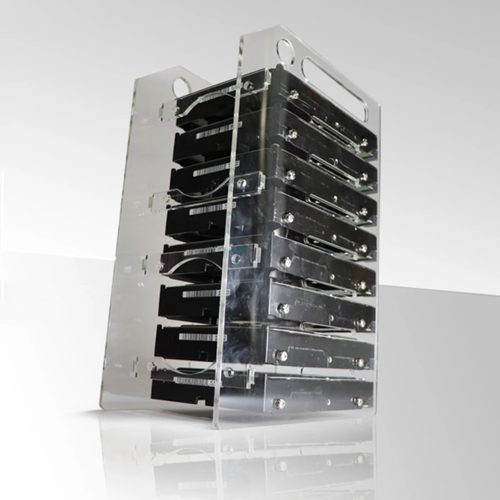 

1set Multi-Layer SSD Rack for 3.5" Hard Drive Organizer External Deskeop Bracket Hard Disk Box Transparent with Fans Space