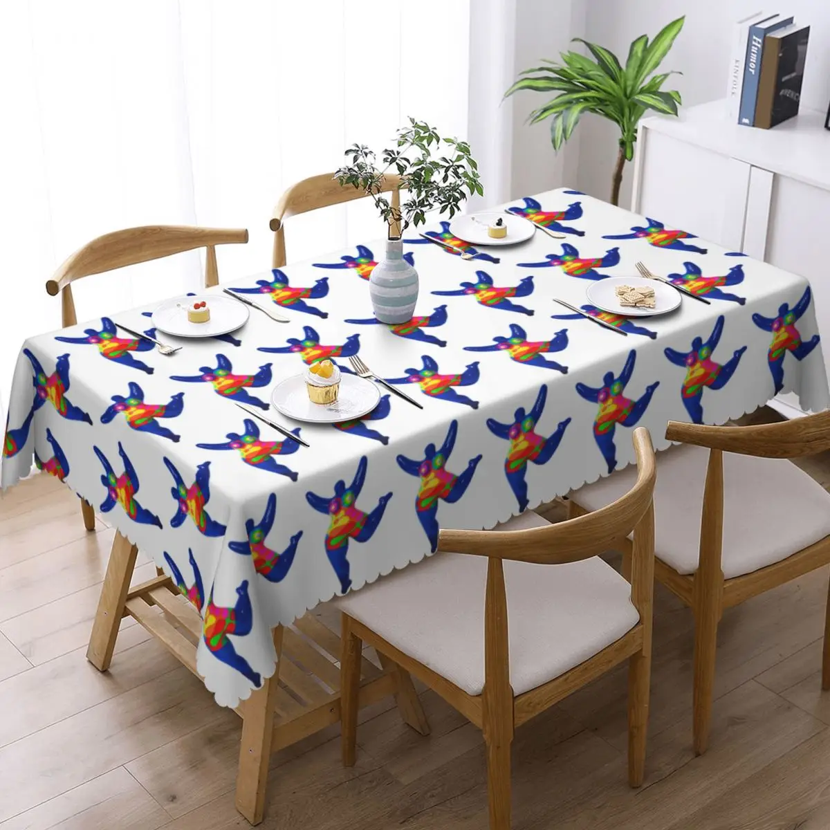 Blue Nana Biriney Tribute To Niki De Saint Phalle Rectangular Tablecloth Oilproof Table Cover for Festival Party Table Cloth