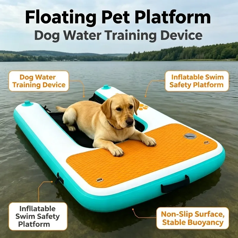 Inflatable Dog Boat Ramp PVC Anti-slip Floating Platform Dock Pond Lake Access Ramp with Gate Board