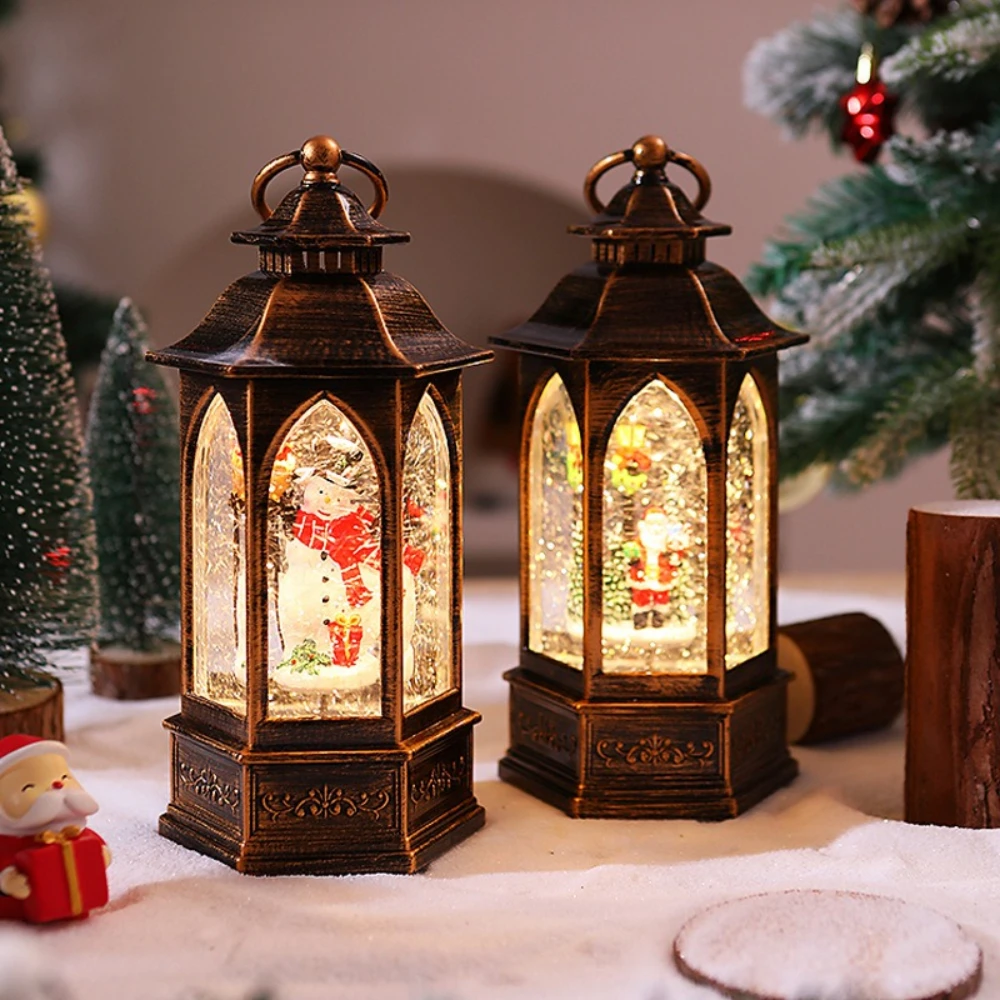 Christmas Snow Lights Decorative Lights Table Ornaments Santa Claus Hexagonal Music Box Scene Arrangement Christmas Gifts view 6