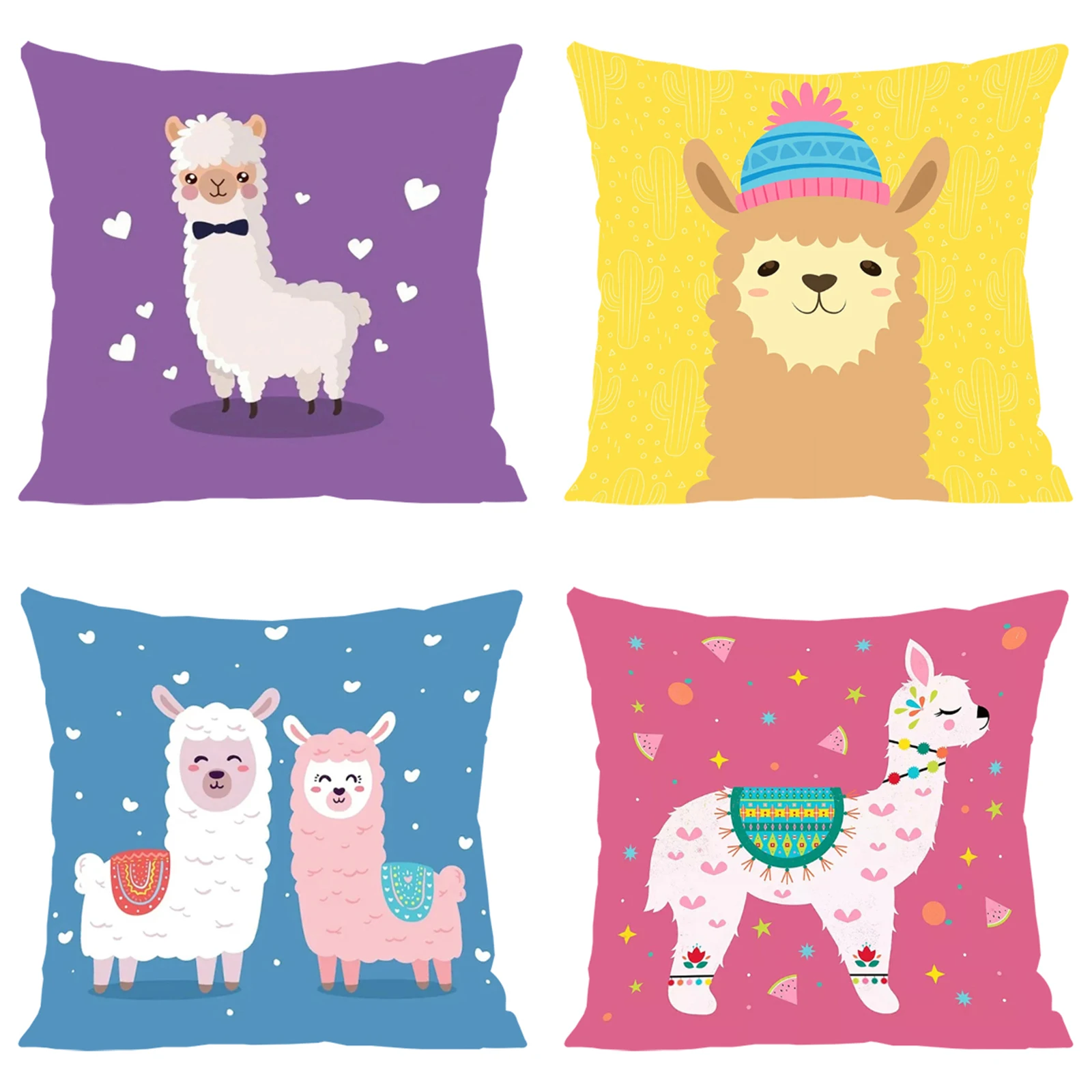 

Cute Alpaca Decorative Pillow Cover 45x45 Cushions Covers Aesthetic Room Decoration Bed Pillowcases Luxury Cushion Cover Sofa