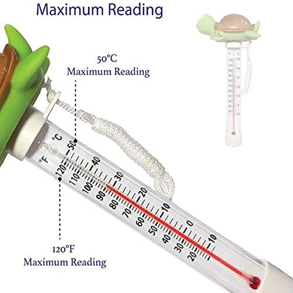 

Pool and Pond Floating Thermometer with Rope Tether for Accurate Water Temperature Monitoring Fahrenheit Celsius Display