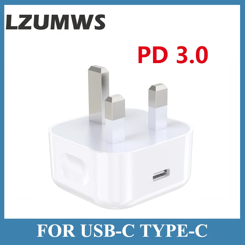 PD 20W UK Plug Fast Charger Usb C Adapter For Iphone14 13 12  Pro Ipad Xiaomi 12 Samsung Mobile Phones 3 Pin