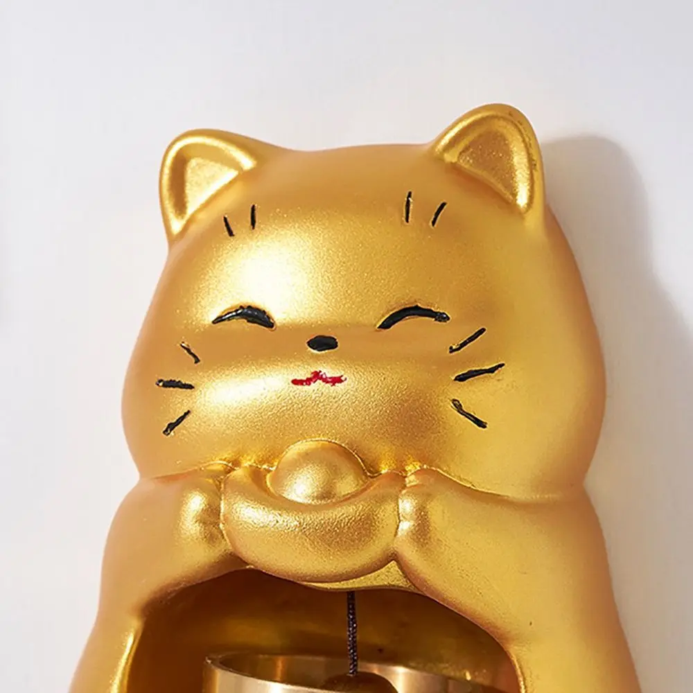 Creative Magnetic Door Bell Wooden Lucky Cat Shopkeepers Bell Entry Reminder Delightful Sound Door Chime Ornaments for Door Wall