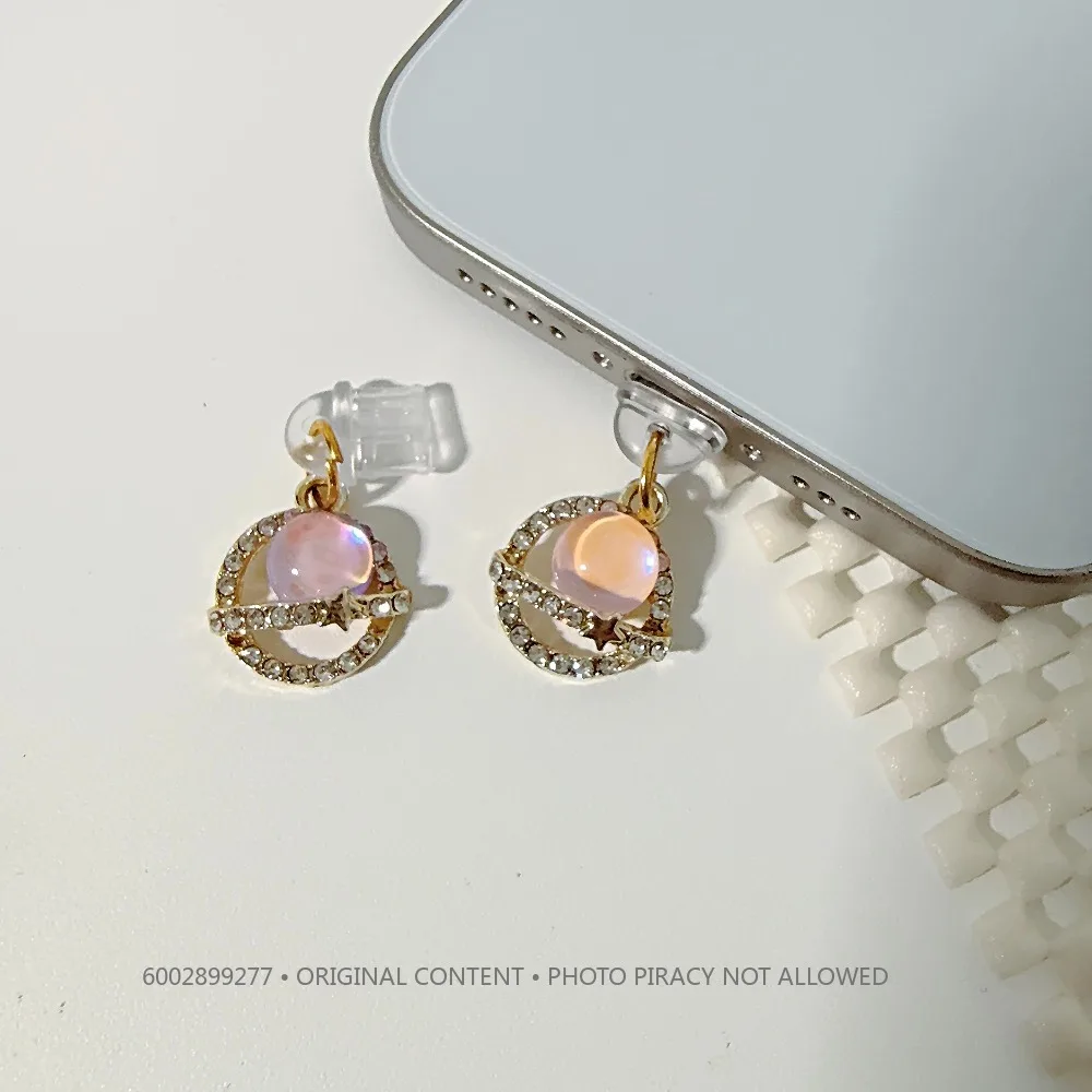 

Phone Dust Plugs Phone Accessories Protect For IPhone Type C Charging Port Alloy DIY Accessories Girls' Earrings And Pendants
