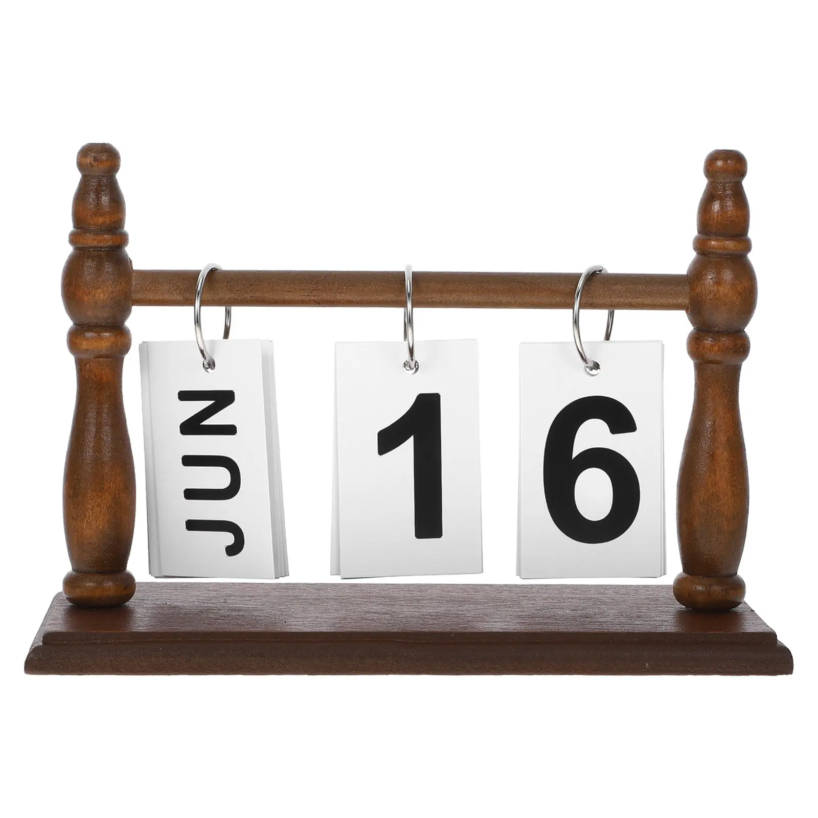 

Wooden Standing Flip Desk Calendar Reusable Perpetual Table Calendar for Home Office Decor Creative Rustic Desktop Decoration