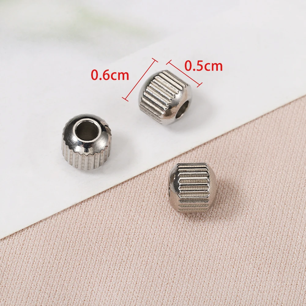 

50pcs Stainless Steel Beads 4mm 6mm Ridged Cyclinder Beads for Jewelry Making DIY Findings Loose Beads Supplies