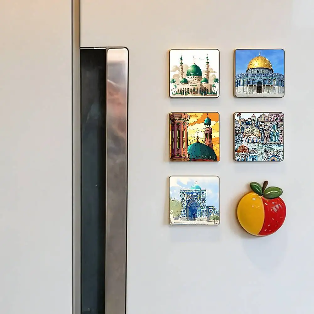 Imanes de nevera con diseño de la Mezquita Islámica Kaaba, aptos para lavavajillas, refrigerador y congelador, decoración de cocina original.
