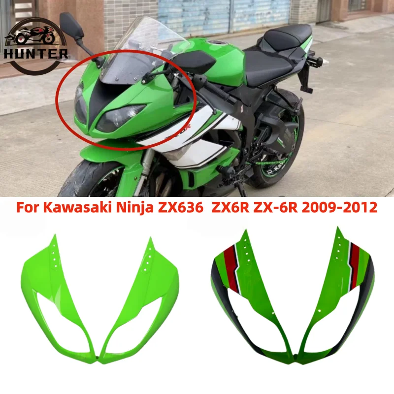 Motorcycle Front Upper Fairing Headlight Cowl Nose Panlel Cowl Fit For Kawasaki Ninja ZX636 ZX6R ZX-6R 2009 2010 2011 2012