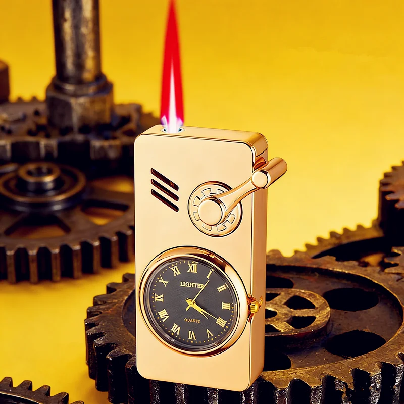 

Newest Rocker Cigar Igniter Direct Fire Lighter Windproof Open Flame Smoke Quartz Dial Cigarette Lighters & Smoking Accessories