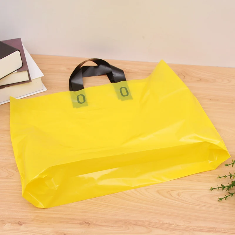 Unverzichtbare Plastikeinkaufstaschen mit Griff, 100 Stück, Boutique-Taschen für kleine Unternehmen, Logo individualisierbar, große Geschenktüten – Detail 3