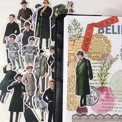 25 pçs personagens retro europeus mão conta material adesivos vintage masculino à prova dwaterproof água decorativo estacionário planejador